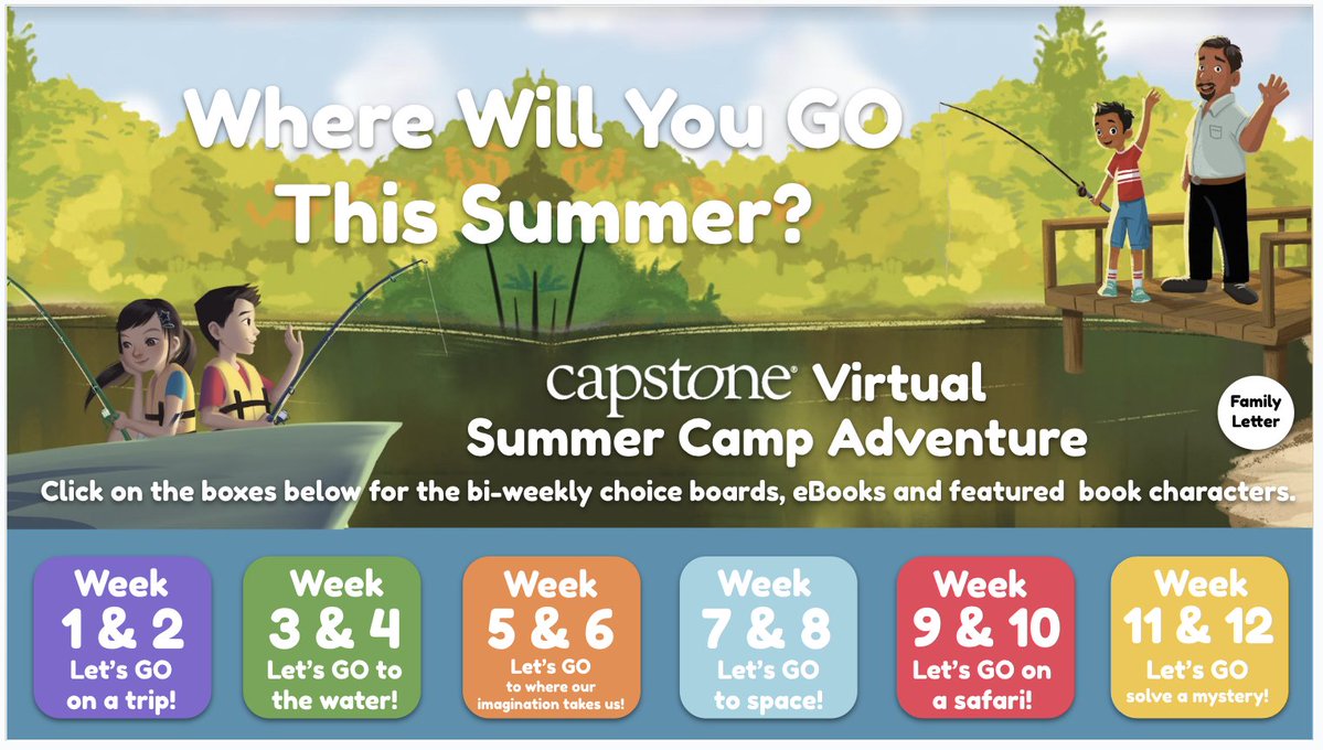 @CapstonePub's Virtual Summer Camp Adventure 2023 is OPEN. All students and families can visit ow.ly/Aog750Oysry to access this 12-week long fun summer learning and reading adventure with our friends at Capstone. #TxLChat #TLChat #TxASL