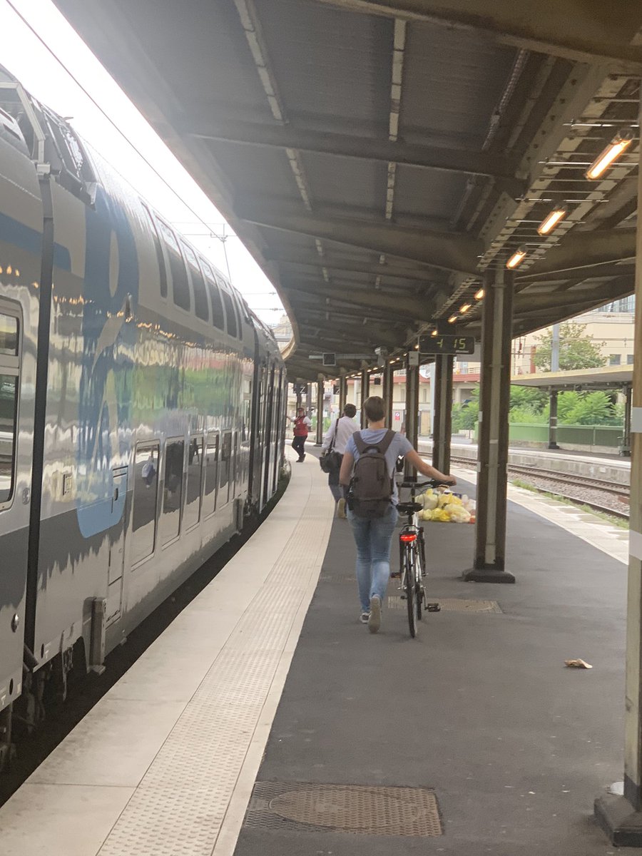 Puck_Fair_'s tweet photo. Les vélos en heure de pointe quelle calamité sur la @LIGNER_SNCF et l’agent qui discute avec le conducteur et qui ne dit rien pour rappeler le règlement c’est un peu fâcheux non @IDFmobilites @TransilienSav ? https://t.co/qqBrbHBDkI