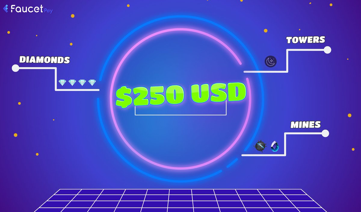 🥳 We are pleased to announce 3 new games on #FaucetPay

Diamonds 💎 - Towers 🌙 - Mines 🧨 

With that we have prepared a $250 USD Event 🤑

🏆 $50 for 5 Winners

✔Follow
✔Like/RT
✔Tag friends

⏳Ends July 1th 9PM EST

#FAUCETPAY #NEW #GAMES #MINES #TOWERS #DIAMONDS