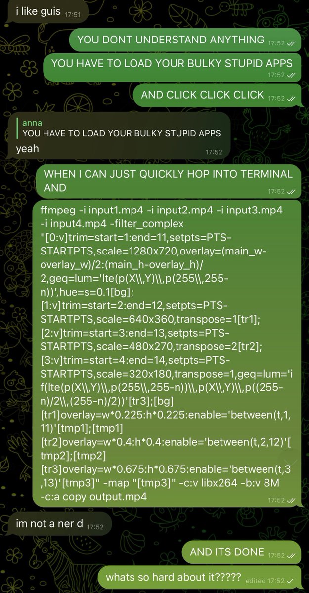 one day i will convince the world that ffmpeg is superior.

so far it only makes people stop reading my messages.