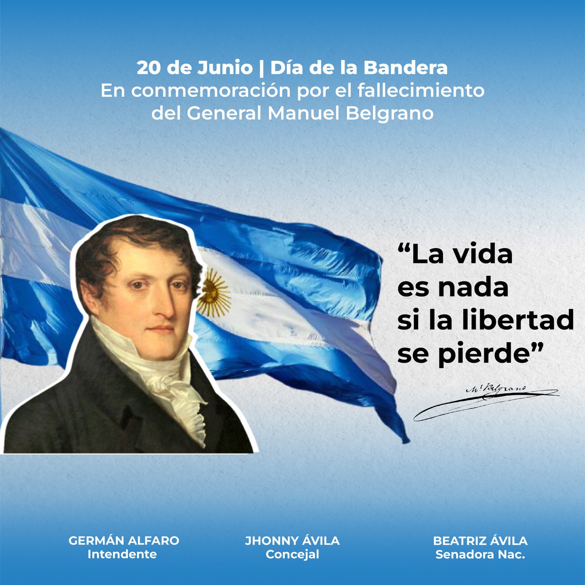 🇦🇷 ¡Hoy celebramos con orgullo el Día de la Bandera!

🌞🇦🇷Hoy, más que nunca, levantemos con orgullo nuestra bandera, recordando que es símbolo de nuestra identidad y de la grandeza de nuestra nación.