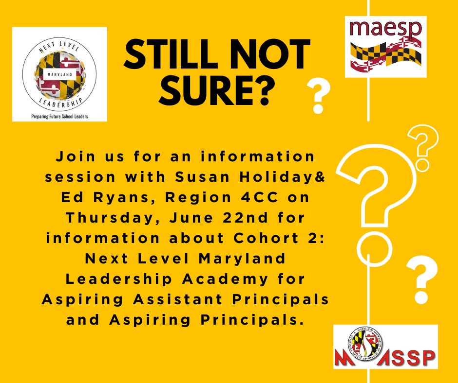 tballmaesp's tweet photo. Looking to build your capacity to enhance your leadership skills, develop knowledge & prepare you to interview for a position of assistant principal or principal in MD? Join us Thursday, 6/22 at 6 pm. Register at https://t.co/Lzc61AT2P4 @maespmd https://t.co/mjiAFAidgo