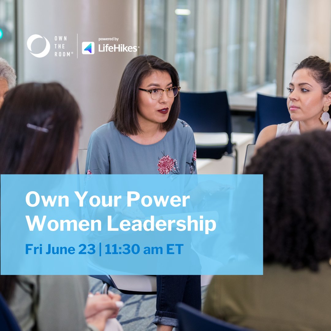 Female leaders, this Friday's Public Event is for you. 

Register today: owntheroom.com/own-the-room-b…

#FemaleLeadership #OwnYourPower #LifeHikes #CommunicationTraining #BeHeard