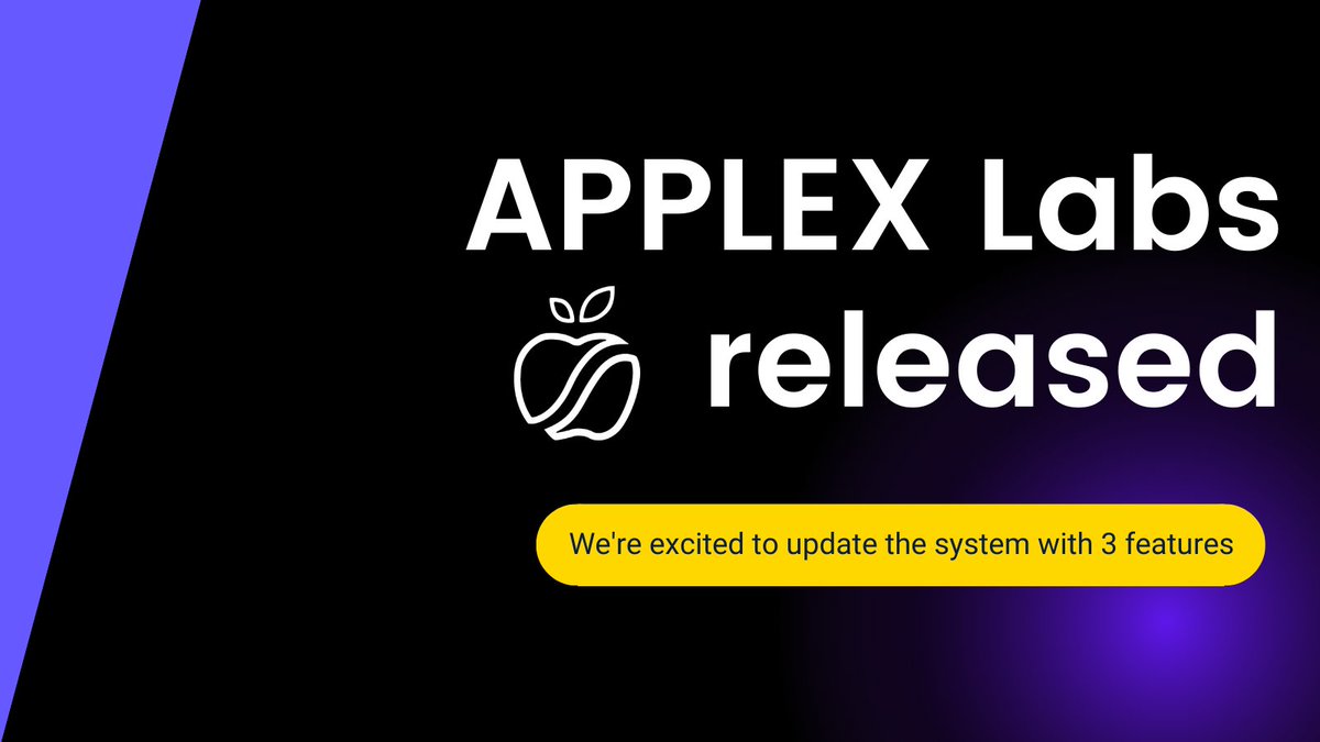 ✅APPLEX Labs is released with 3  features.

1⃣Incentive Policy of Protocol Contribution Token $PIE 
2⃣Speed ​​up the release of $PIE consumption logic. 
3⃣USDT automatically purchases APPLE and automatically forms APPLE/USDT LP.