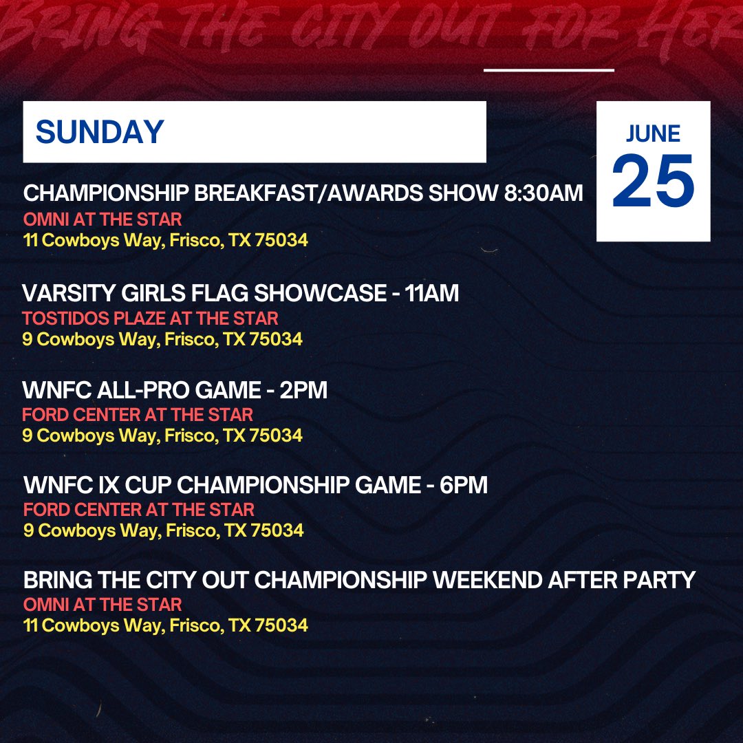 wnfcfootball's tweet photo. WNFC Championship Weekend Schedule. #wnfc #championshipweekend https://t.co/yehlbpDhZE