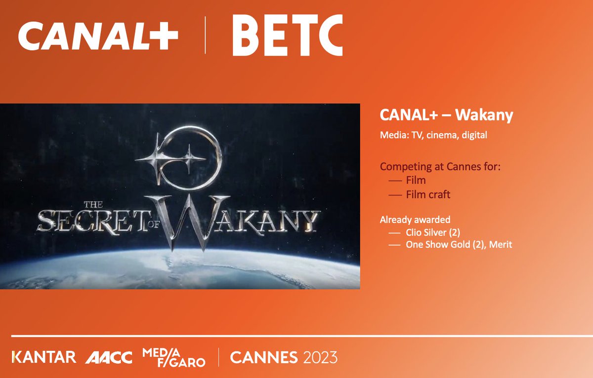 AACClive's tweet photo. Dernier cas présenté avec la campagne #Wakany réalisée par @BETCparis pour @canalplus
#CannesLions2023 #creativityisbusiness https://t.co/TJ46jMGwoC