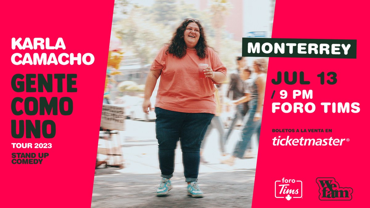 Karla Camacho regresa a nuestro escenario con “Gente Como Uno”, su nuevo show que nos llevará a una noche llena de risas con las mejores vivencias de la comediante. 🤣🎙

📅Este 13 de Julio a las 9PM.

🎟Boletos:
🔴En taquillas del Foro Tims
🔴En línea: bit.ly/KarlaCamacho_FT