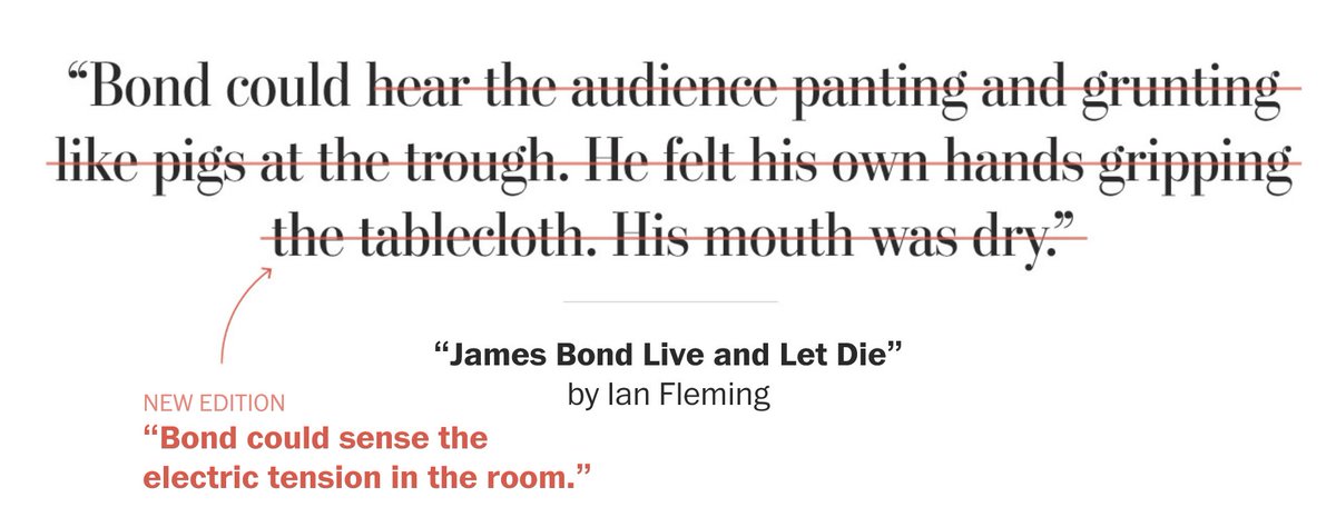 Sensitivity readers hired by Ian Fleming's publisher think 'Bond could sense the electric tension in the room' is good writing.

Woke censorship is the revenge of the untalented.