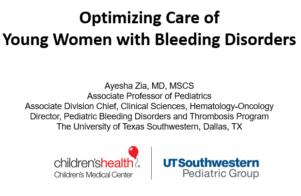 Dr. Zia founded & leads the #YoungWomen Blood Disorders Program at @UTSW! Improving #access to care for #Women with #BleedingDisorders is Dr. Zia's academic focus. At @WeAreLAHealth Pediatric Grand Rounds, she did just that: raising #awareness of #HeavyPeriods & #BleedingDisorder