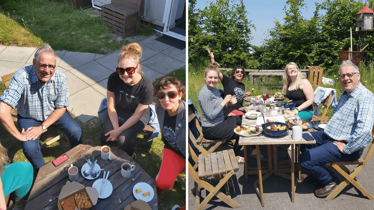 VivGordonCo's tweet photo. And this is what hard work looks like at VGC! ☀️
The team are enjoying a well deserved break with composer Thomas Johnson during a week of writing #PunkSongs for our #RestlessVGC project at @101OutdoorArts #CreationSpace.
🤘✊🤘✊🤘✊🤘✊ https://t.co/WIf5GjaDbo