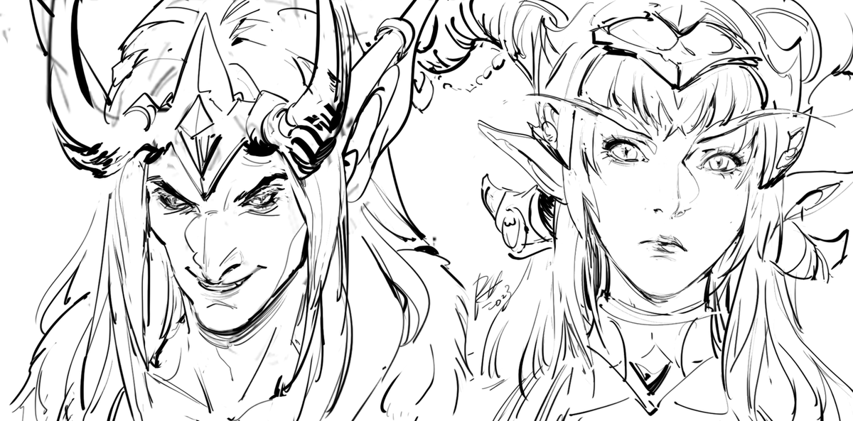 some recent linearts of: 
akaza, gojo, zadili(oc), maku(oc), sire denathrius, alexstrasza