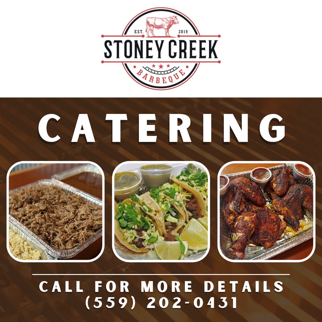 Planning an event?  Let Stoney Creek BBQ take care of the food! Call (559) 202-0431 today!

#StoneyCreekBBQ
#StoneyCreek
#Porterville
#Catering
#CateringService
#Food
#Delicious
#Event
#Party
#CateredFood
#BBQ
#PulledPork
#Brisket
#TriTip
#Chicken
#Tacos