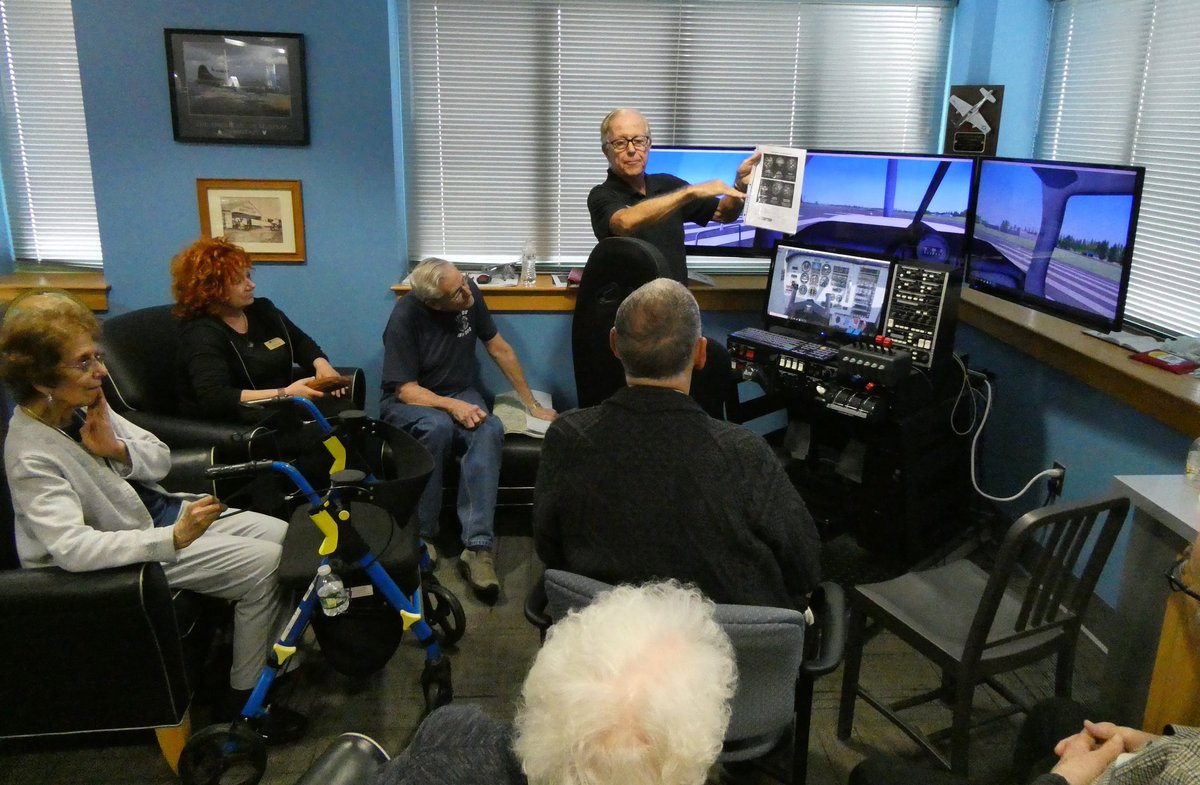 AVMuseumofNH's tweet photo. Yesterday we had the privilege of hosting a group—all veterans—from Bentley Commons Assisted Living of Bedford, NH. Volunteer Dan Kelley, a retired U.S. Navy aviator &amp; commercial pilot, led the group. If your group would like a tour of the Aviation Museum, contact (603) 669-4877. https://t.co/4ujxywg9P5