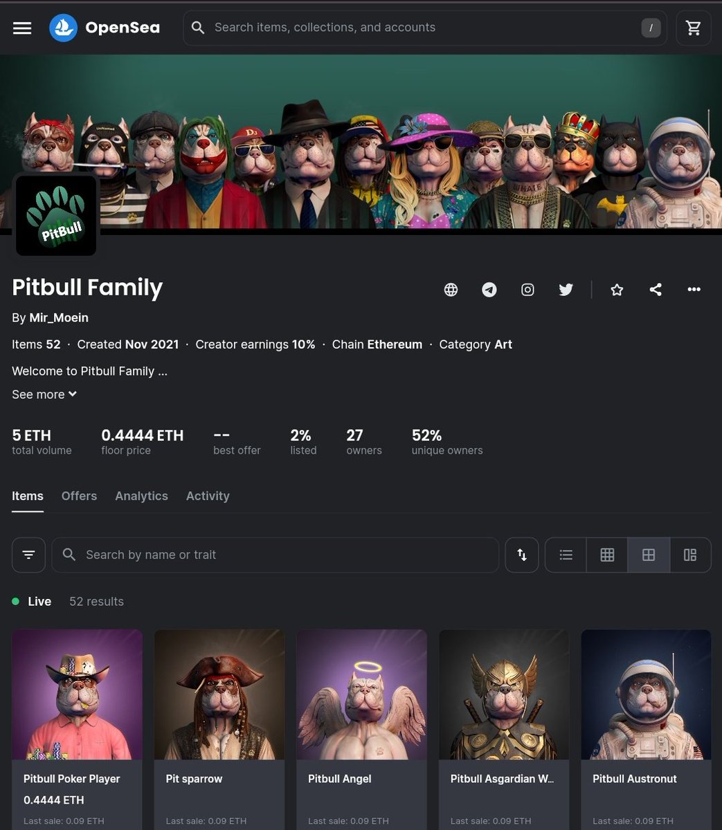 🚨 pitbull Family 🐕 
 52 unique pieces and soldout.
Finished 

-From today I'll also start poppy for amazing family
- also new project you guys will join
- ... some suprise 
Appreciate all you Holders ❤️