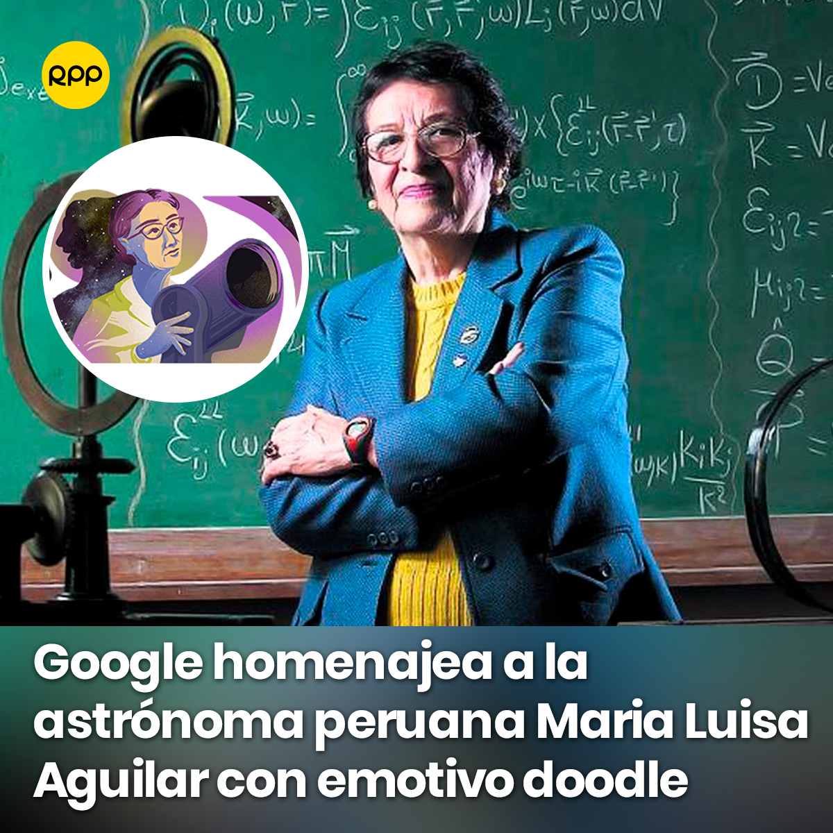 RPPNoticias's tweet photo. 👏 Google sorprende a los peruanos con un doodle que rinde homenaje a María Luisa Aguilar, la primera astrónoma peruana que venció las barreras de género durante su carrera.

Más información 👉 https://t.co/tspDJDhOjo https://t.co/anbe7ERBmd