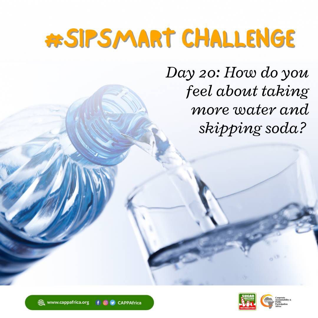 I feel great! Water is so much better for me than soda. #SipSmartChallenge
#SSBTaxSaves
@CappaAfrica