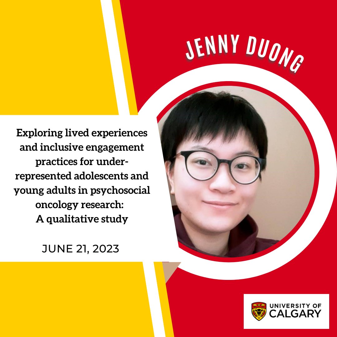 UCalgary Psychosocial Oncology (@ucalgarypsyonc) on Twitter photo Jenny Duong will be presenting:
"Exploring lived experiences and inclusive engagement practices for under-represented adolescents and young adults in psychosocial oncology research: A qualitative study"
<a href="/CARE4Kids_YYC/">Psychosocial Care4Kids</a> <a href="/UCalgaryMed/">UCalgaryMedicine</a> <a href="/SchulteFiona/">Fiona Schulte, PhD</a> <a href="/CAPO_ACOP/">CAPO</a> #CAPO2023 Jenny Duong will be presenting:
"Exploring lived experiences and inclusive engagement practices for under-represented adolescents and young adults in psychosocial oncology research: A qualitative study"
<a href="/CARE4Kids_YYC/">Psychosocial Care4Kids</a> <a href="/UCalgaryMed/">UCalgaryMedicine</a> <a href="/SchulteFiona/">Fiona Schulte, PhD</a> <a href="/CAPO_ACOP/">CAPO</a> #CAPO2023