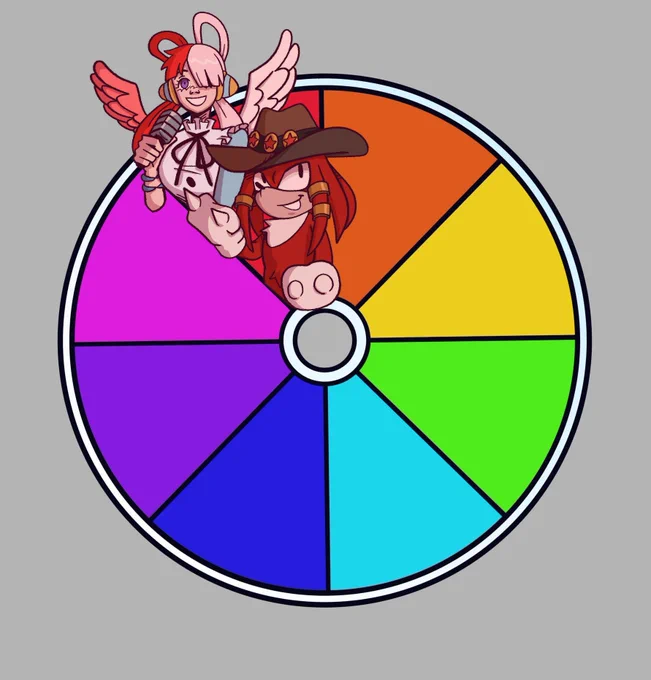 uta and knuckles for red ! send in orange characters next, please! (i'm only doing 1 character per series!)
