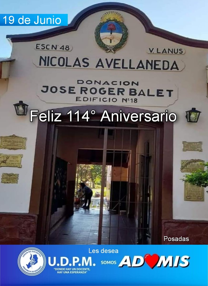 En nombre del Secretario General de UDPM <a href="/grillo141/">Ruben Dario</a> se hizo entrega de una torta por los 114 Años de la Escuela N°48 "Nicolás Avellaneda" de Miguel Lanús.
La Directora Mabel Coito, el Delegado Departamental Ivan Gimenez y la Comunidad Educativa agradecen el gesto del Sindicato.