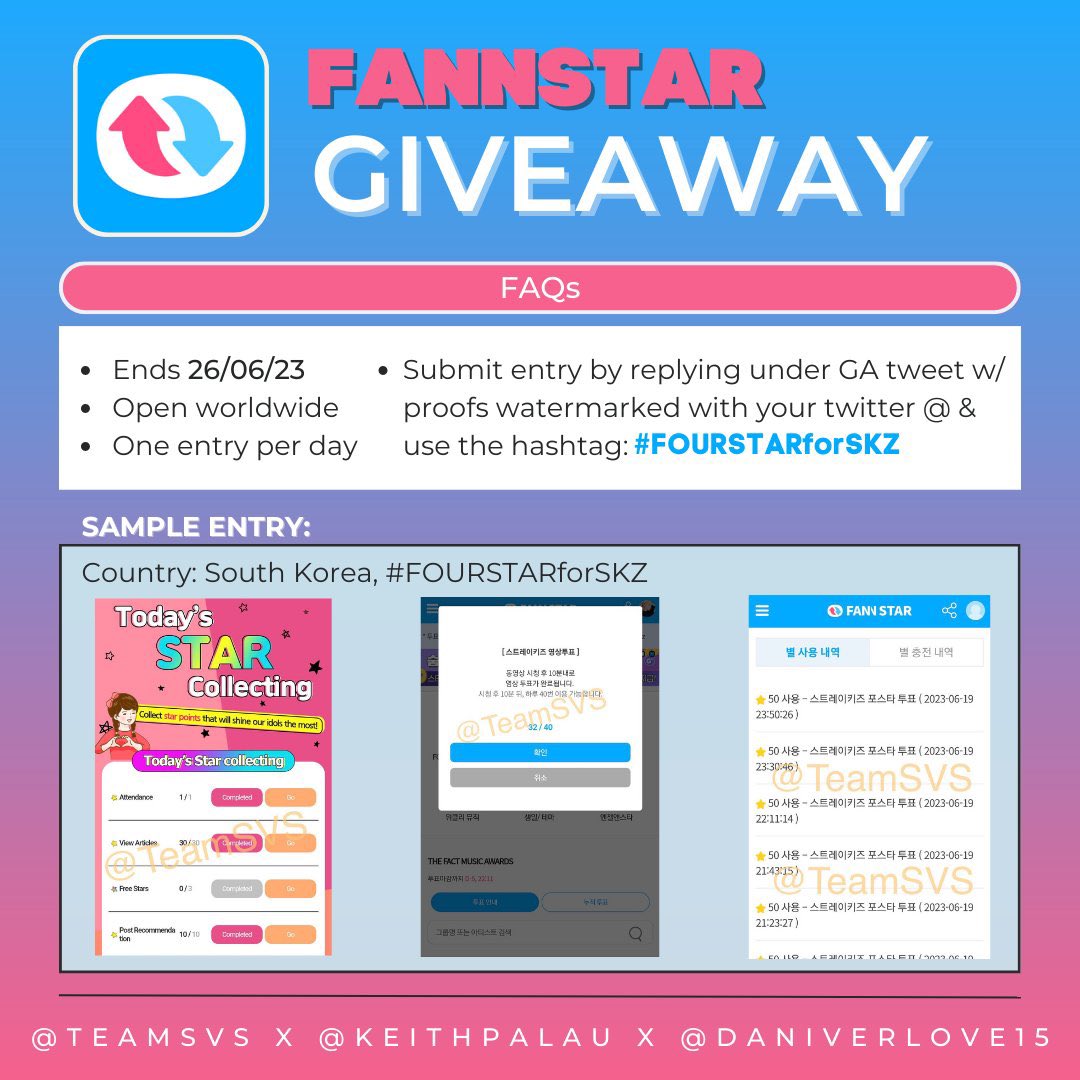 ATTN ALL STAYS!!
MAJOR GIVEAWAY to support SKZ in #SKZforTMA_FANNSTAR ! 

SIGNED PC’S & POSTCARDS!
SEALED ALBUM(S)
AND MORE! 🎉

See graphics below for rules, keep voting daily for some AMAZING prizes! 
LET’S GO ALL-IN for #StrayKids #FOURSTARforSKZ !🎉❤️
@TeamSVS @daniverlove15