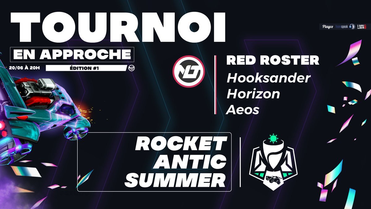 Nelesta Esport (@nelestaesport) on Twitter photo C'est le début de l'été, les collègues régalent avec la Rocket <a href="/AnticeSport/">Antic ESC</a> Summer ! ☀️
🏆 : <a href="/antic_events/">Antic Events</a>
🚀 : <a href="/Hooksander/">Hooks@nder</a> / <a href="/RL_Horizon_/">Hørïzøn</a> / <a href="/The_Aeos27/">Aeos</a>
📺 : twitch.tv/nelestatv - 20h
#NELESTAWIN 💙💜 #RocketLeague C'est le début de l'été, les collègues régalent avec la Rocket <a href="/AnticeSport/">Antic ESC</a> Summer ! ☀️
🏆 : <a href="/antic_events/">Antic Events</a>
🚀 : <a href="/Hooksander/">Hooks@nder</a> / <a href="/RL_Horizon_/">Hørïzøn</a> / <a href="/The_Aeos27/">Aeos</a>
📺 : twitch.tv/nelestatv - 20h
#NELESTAWIN 💙💜 #RocketLeague