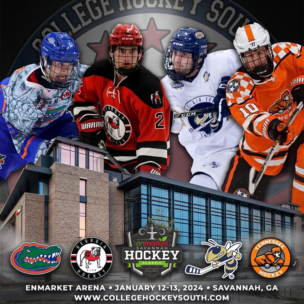 The Savannah Hockey Classic and <a href="/CollegeHkySouth/">College Hockey South</a> @AAUCollegeHoc announced today, the new format and the addition of @IceVolsHockey 
#GoDawgs <a href="/SavannahSports/">SAV Sports Council</a> <a href="/enmarketarena/">Enmarket Arena</a> <a href="/CollegeHockeyW/">College Hockey West</a>