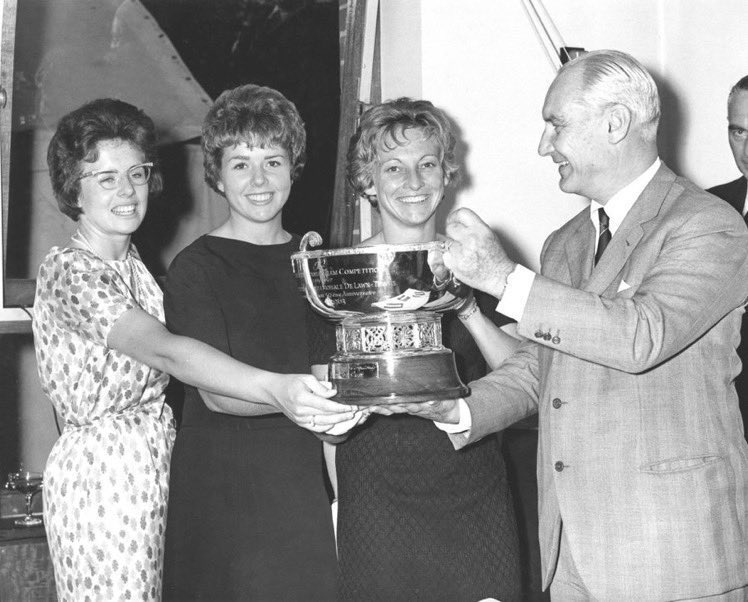 60 years ago today, on June 20, 1963, Carole Caldwell, Darlene Hard, and I won the inaugural @BJKCup for the United States. It means so much to me that I have been part of the history of the #BJKCup since its beginning.