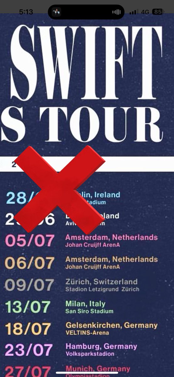 I’m so SICK of the insurance concert shite. Now #TaylorSwift has cancelled her #TheErasTour Dublin dates!! No point registering on Ticketmaster they haven’t updated their site yet💔💔💔