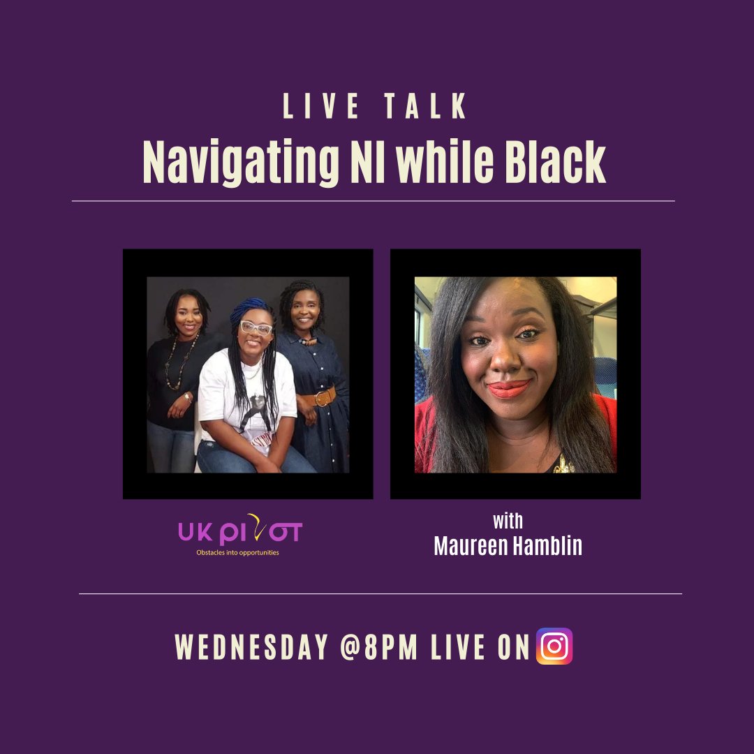 Pivot50512382's tweet photo. Tomorrow @8pm we go LIVE on Instagram with Maureen Hamblin
Topic for discussion: Navigating Northern Ireland while Black. 

You don't want to miss this, as we looking forward to seeing you all there! 

#ukpivot #northernireland #black #rasism #talk #livetalk #conversation https://t.co/5iUY7huzZv