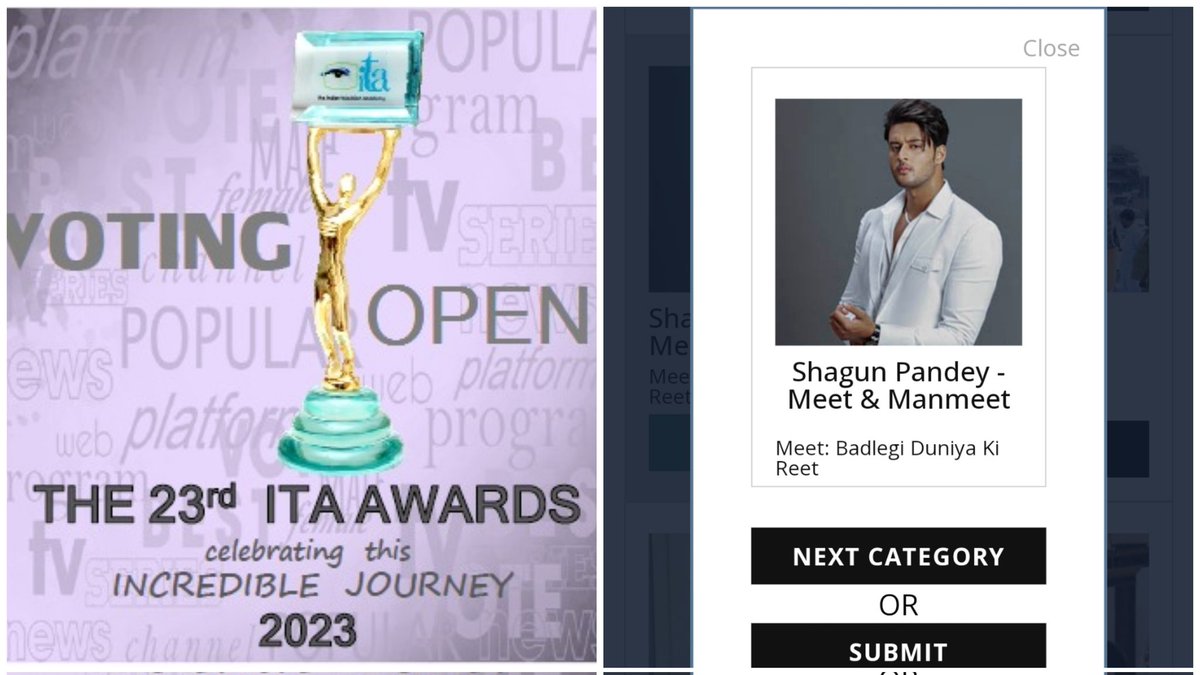 Vote for shagun 👇ita2023.indiantelevisionacademy.com

He deserve it 😌✋

#ShagunPandey | #MeetOnZee | @ZeeTV | @TheITA_Official
