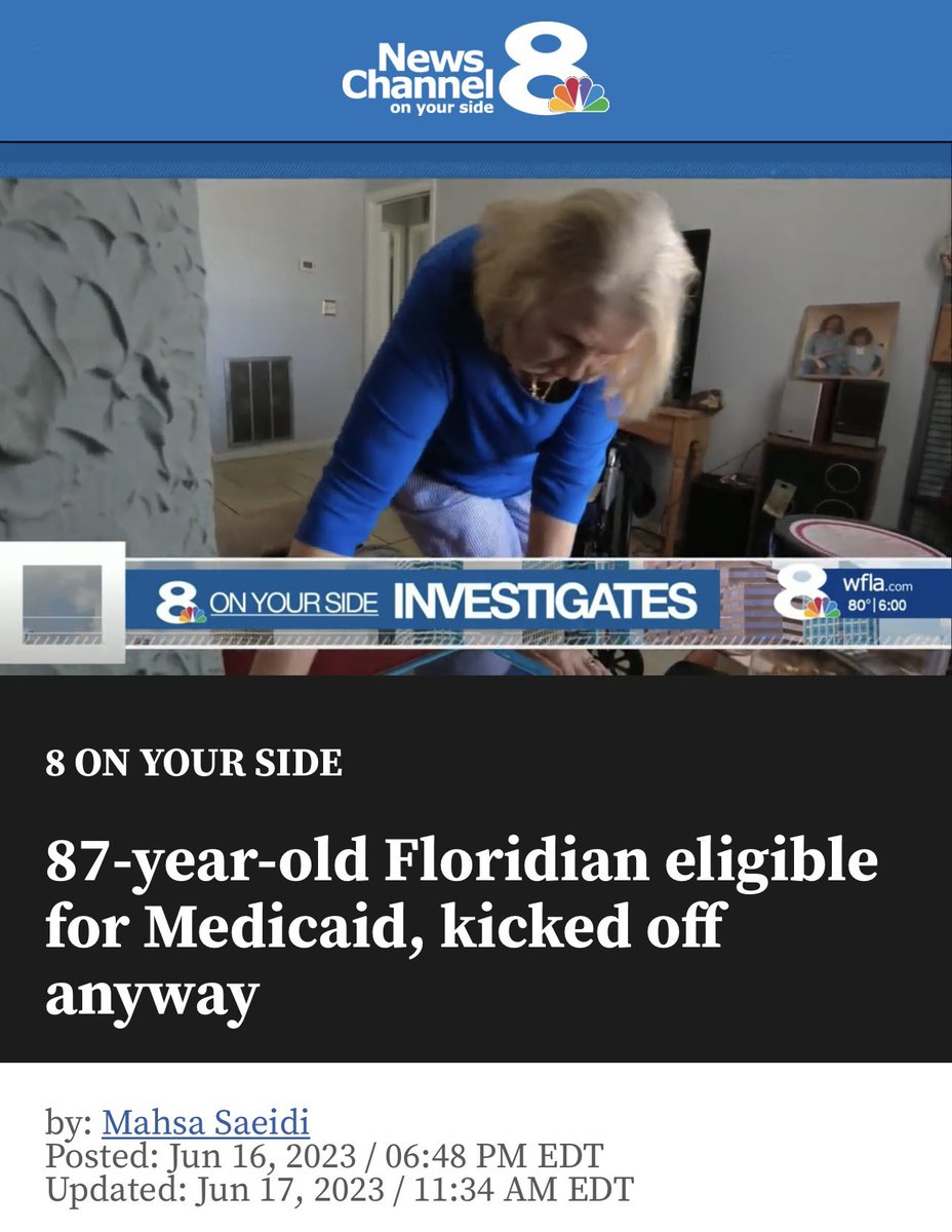 Tens of thousands of Floridians like Shirley were thrown off Medicaid recently. 

Lawmakers could have fixed this problem during legislative session. 

They attacked transgender healthcare instead. #GOPpriorities 

wfla.com/8-on-your-side…