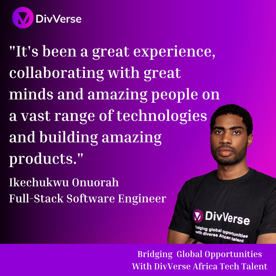 It's been a great experience, collaborating with great minds and amazing people on a vast range of technologies and building amazing products.
~Ikechukwu Onuorah
Full-Stack Software Engineer
#africatech #offshore #remotework #softwareengineering #founders #startups  #tech