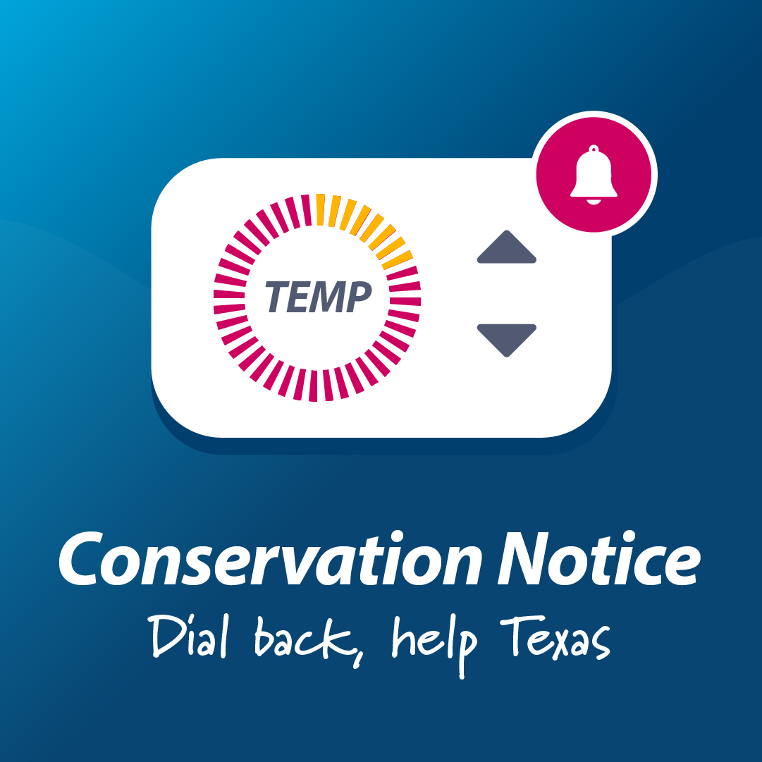 .<a href="/ERCOT_ISO/">ERCOT</a> is asking Texans to voluntarily conserve from 4 to 8 p.m. today if possible to help ease high energy demand from extreme temps. You can help by raising your thermostat a few degrees and limiting use of large appliances. See more tips at bit.ly/3CDQtr3.