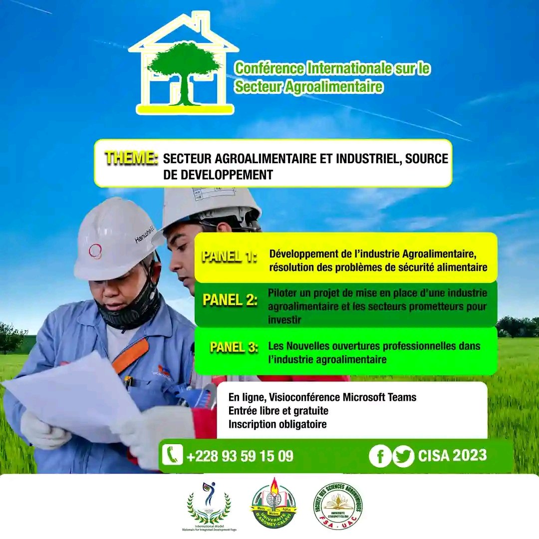 imdidteam's tweet photo. Our team in Togo IMDID Togo has partnered for the organization of this year's International Conference on Agri-Food Sector on the theme: "Agricultural and Industrial Sector, Source of Development." We invite all interested youth to join this event on June 24, 2023. 

Cont: 1/3 https://t.co/yFhYfCk5tI