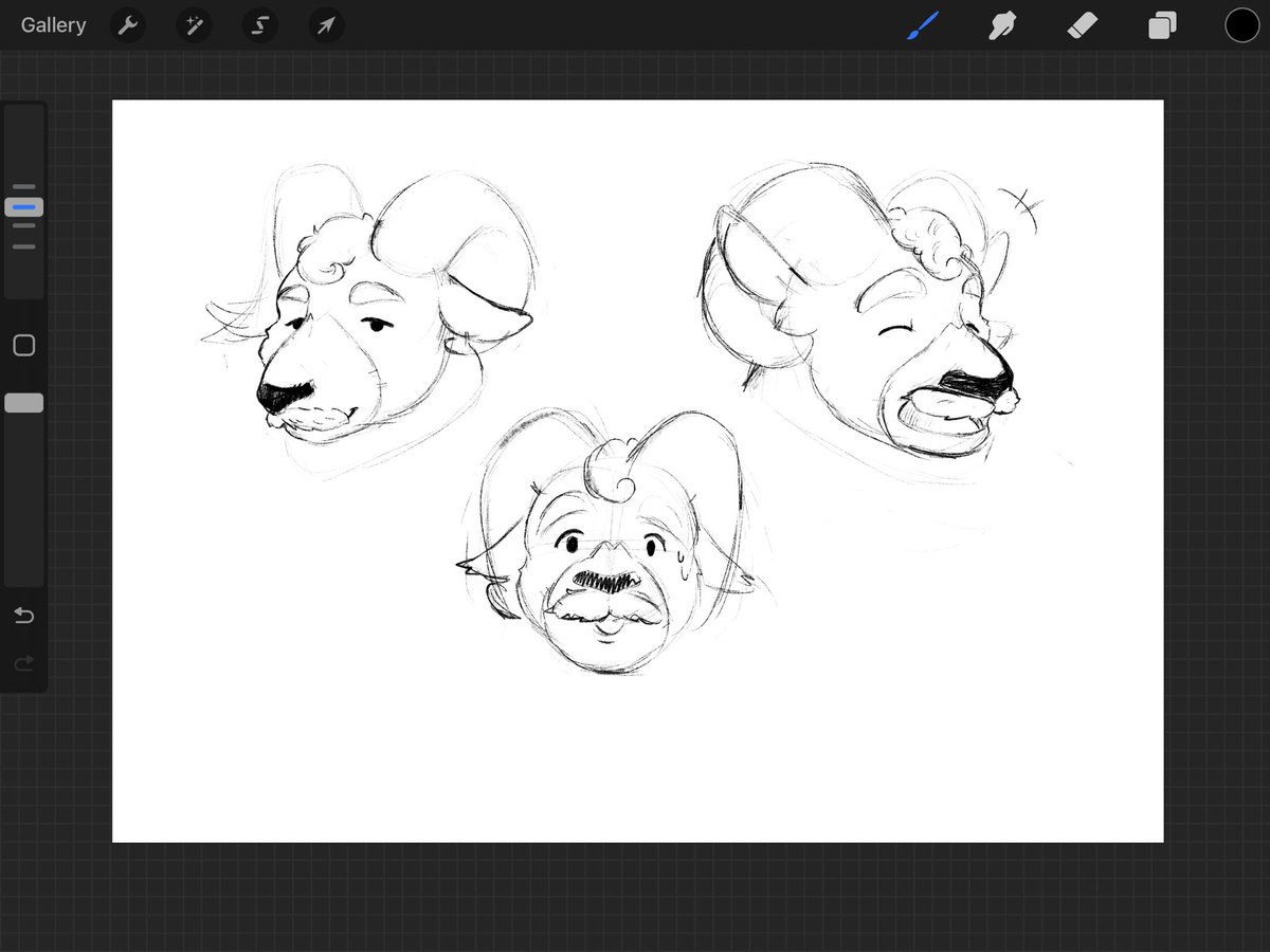 WIP for my friend first fursona! Sketching different expressions for his ram 🐐