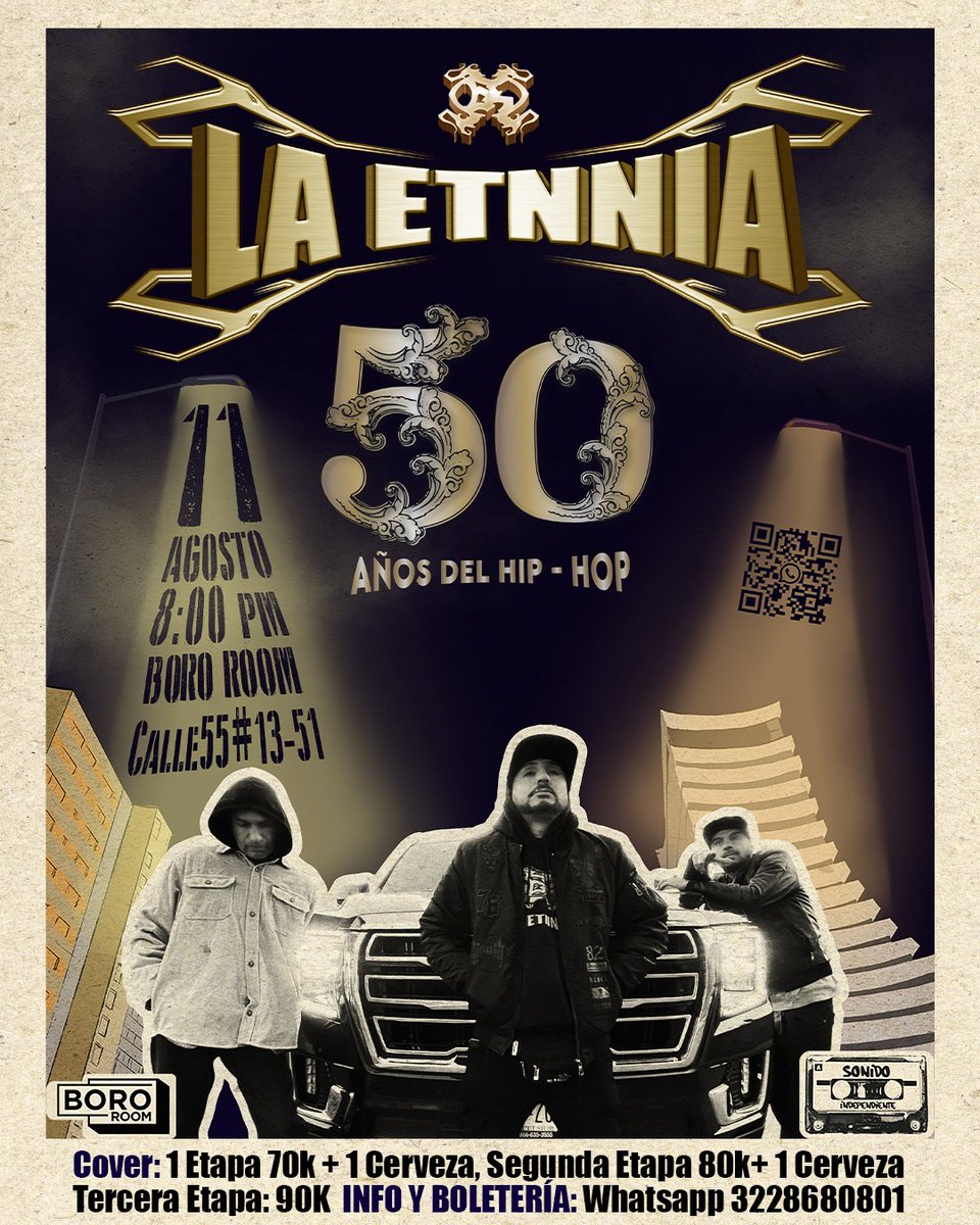 LAETNNIA527's tweet photo. Este 11 de Agosto vamos a festejar los 50 años del Hip Hop con un exclusivo concierto en el Boro Room Info y Boletas en 322 868 08 01 🍾🎉💥
https://t.co/FulHbSnlTd https://t.co/CxIvFBG28M