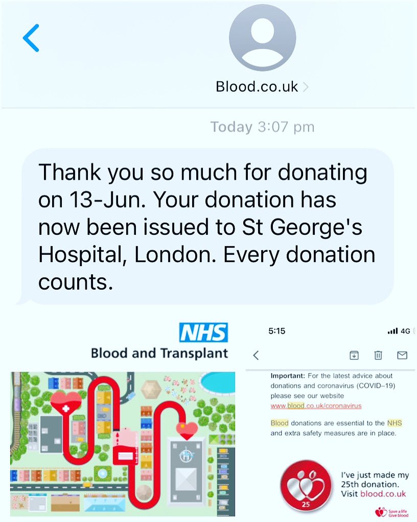 WOOHOO 🙌🏻 Not only has my blood donation already been used but it was my 25th donation 🥳

Please do give blood if you can as just goes to show how quickly they use/need it 🙏🏻 

#givebloodsavelives #GivingTuesday @GiveBloodNHS