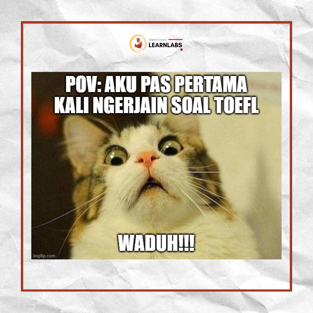 Hai SobatL!
Siapa nih yang punya pengalaman sama kaya mimin 😭
Coba ceritain pengalaman kamu ketika pertama kali ngerjain soal TOEFL ya 🤩
Jangan lupa tag 3 temen kamu biar pada ikutan 😜

#toefl #ujiantoefl #toeflpreparation #toefltest #toeflonline #toeflexam #Mahasiswa #skill