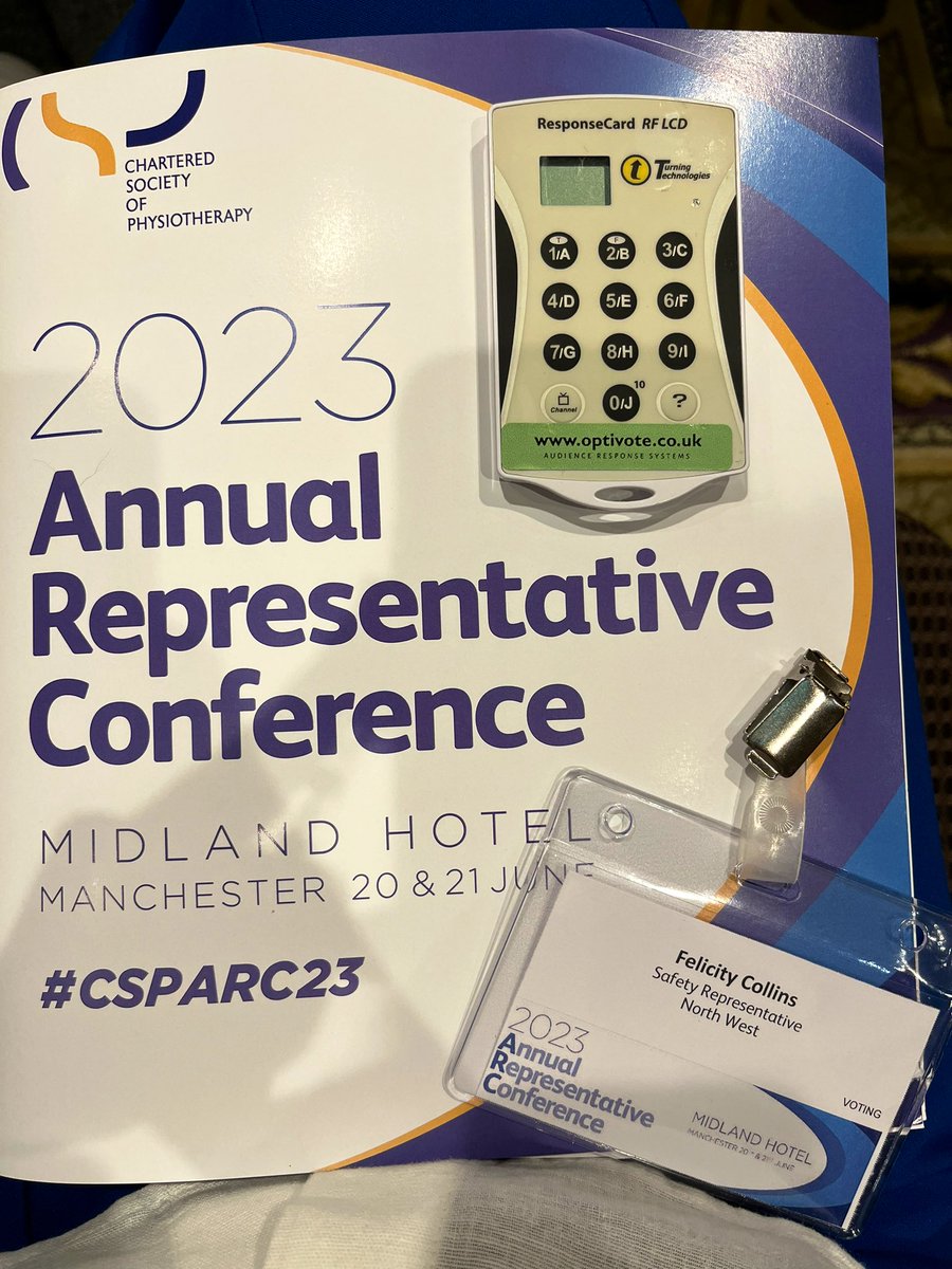 Excited for the next 2 days ahead - <a href="/thecsp/">Chartered Society of Physiotherapy (CSP)</a> ARC conference 2023, attending as a voting delegate CSP H&amp;S rep 🗣️ #heartcsp #unionrep #networking