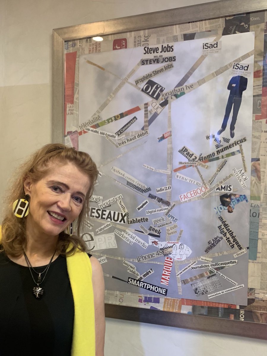 JeanneBordeau's tweet photo. La fête bat à son rythme, une #réussite Paris défile chez @Onepoint inauguration, heureuse de voir que parmi les œuvres achetées mon tableau sur Steve Jobs rappelle le souvenir de cet homme qu’E.Musk dépasse /mon tableau paysage de mémoire : Qui se souvient de I Sad ? #HelloEylau https://t.co/wEYg3tXJpg