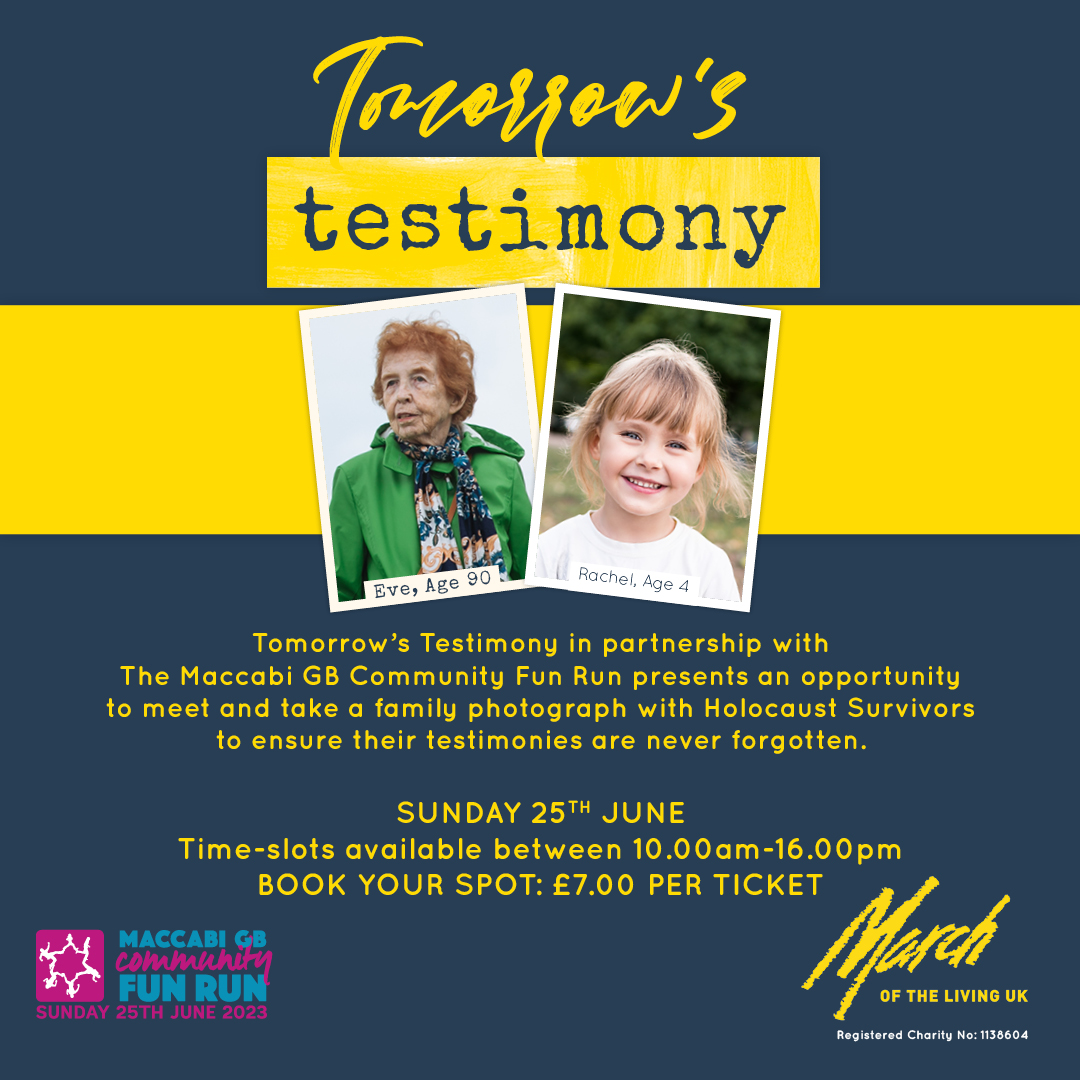 Join @MOTL_UK_ at the @MGBCFR this Sunday for Tomorrow's Testimony. This is an incredible opportunity to meet and take a family photograph with Holocaust Survivors - ensuring their testimonies are never forgotten. Please book your slot at ow.ly/q7XC50OSRPk