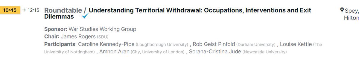 Rob Geist Pinfold (@drrgeistpinfold) on Twitter photo Headed to #bisa2023? Come along Wednesday morning at 10:45 to talk occupations, interventions, exits and all things territorial conflict with me, <a href="/DrJamesRogers/">James Patton Rogers</a> <a href="/LouiseSKettle/">Louise Kettle</a> <a href="/1Amnon/">Amnon Aran</a> <a href="/SoranaJude/">Sorana-Cristina Jude</a> <a href="/affikam/">Afzal</a> and others! Headed to #bisa2023? Come along Wednesday morning at 10:45 to talk occupations, interventions, exits and all things territorial conflict with me, <a href="/DrJamesRogers/">James Patton Rogers</a> <a href="/LouiseSKettle/">Louise Kettle</a> <a href="/1Amnon/">Amnon Aran</a> <a href="/SoranaJude/">Sorana-Cristina Jude</a> <a href="/affikam/">Afzal</a> and others!