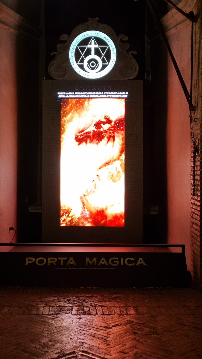 ArchEgSenatore's tweet photo. The installation 'Porta Magica', by Egidio Senatore and  @larderarch, celebrates all the investigators of the #mysteries of #nature and of the #universe who were persecuted and condemned for #heresy. Now in #CastelSantAngelo, #Rome.

#portamagica #alchemy https://t.co/toPDteChQm