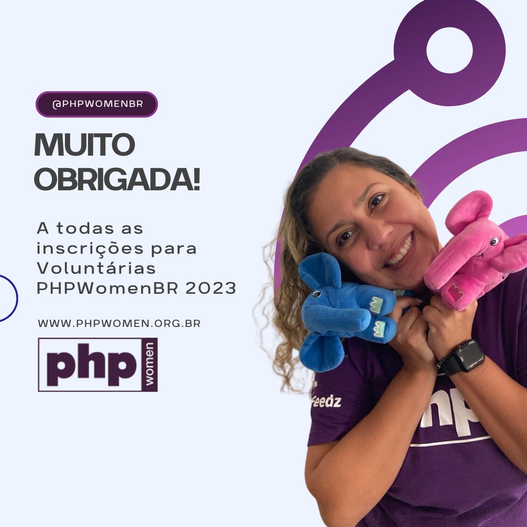 PHPWomenBR's tweet image. Gostaríamos de expressar nossa gratidão a cada uma  que se ofereceu para dedicar seu tempo e energia a tornar a comunidade PHPWomenBR um lugar ainda mais acolhedor e inclusivo.

Estamos felizes em poder trabalharmos juntas!