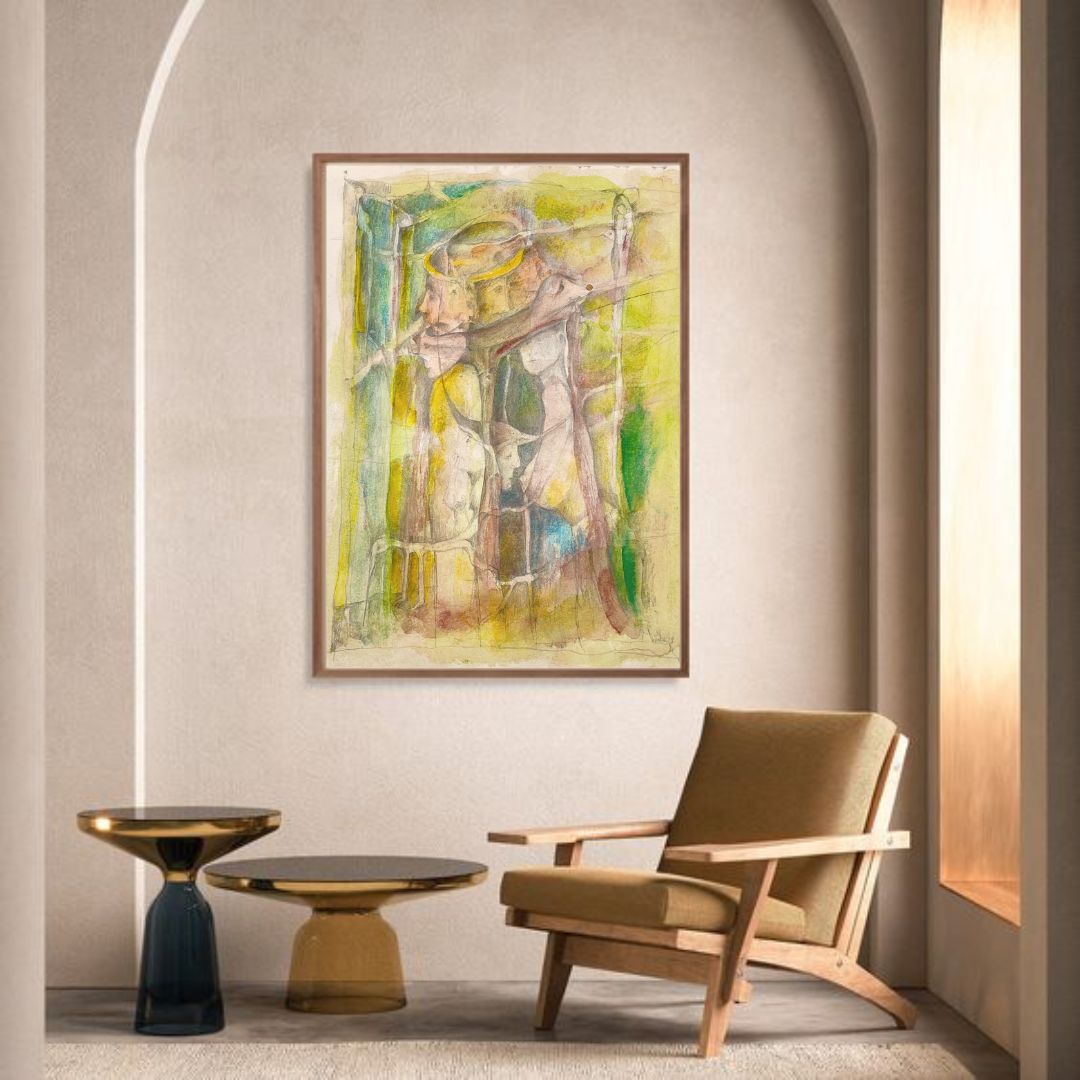 dahlstromsprint's tweet photo. Vintage drawing depicting faces and abstract figures. The image is written in watercolor and pencil. Style: Watercolor. Thomas Holstein lived as a freelance artist and illustrator in Hamburg. He is the son of Hamburg's painter Karl Holstein. 
Size: 6” x 7” in #Vintage #drawing https://t.co/pqcfpREI8t