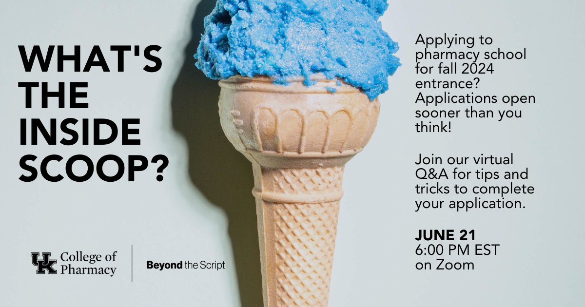 UK_COP's tweet photo. Want the inside scoop to submit your best #pharmacyschool application? 

Join us on Zoom this Wednesday to learn tips, guidelines, and details from our #admissions experts. 

Register: https://t.co/SJ2PdYI3kO https://t.co/VujoRUOtKt