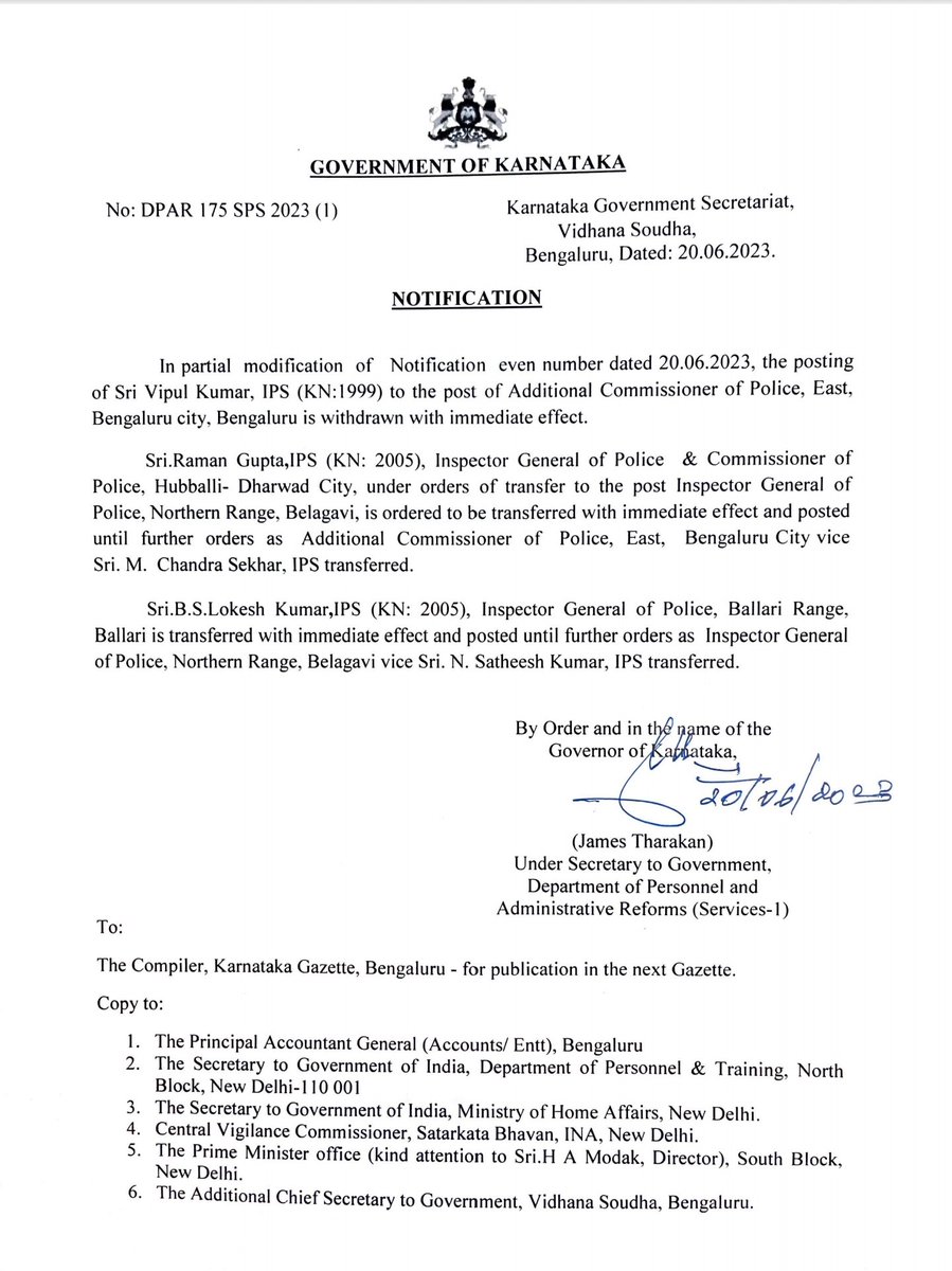 prameshjain12's tweet image. Karnataka government Modified IPS list #Modified #IPSList