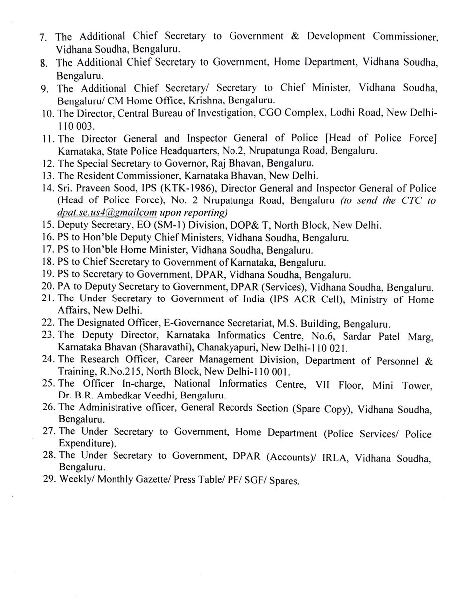 prameshjain12's tweet image. Karnataka government Modified IPS list #Modified #IPSList