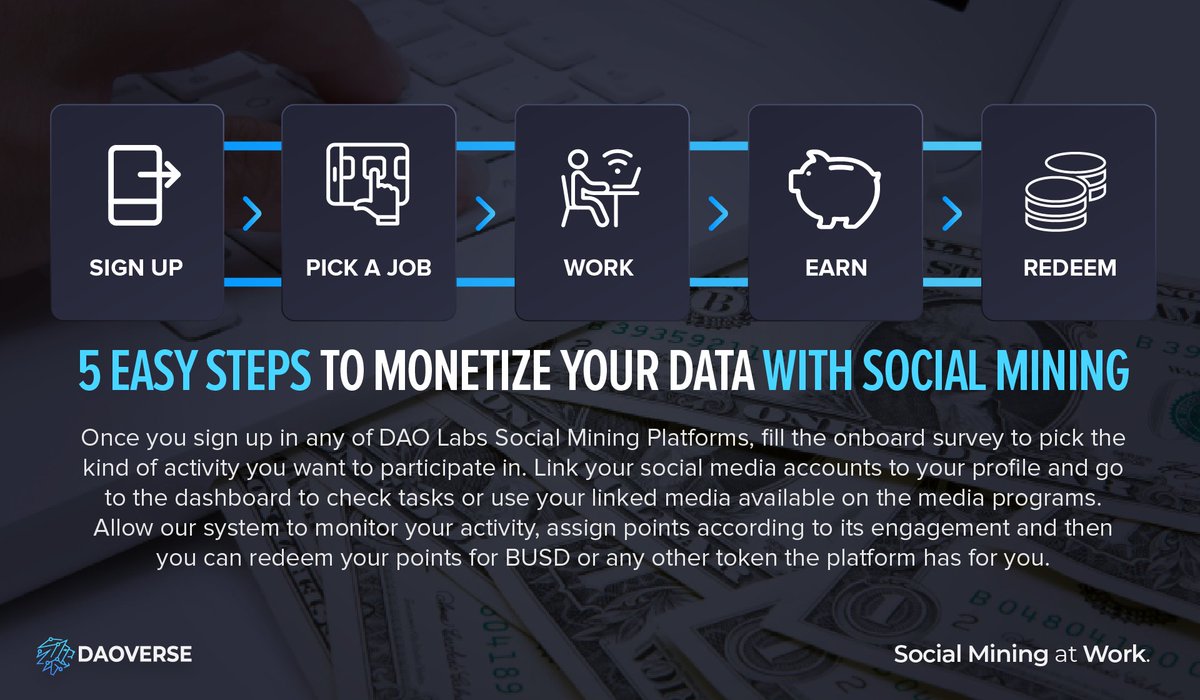 What an exciting opportunity to kick off another fantastic week! If you're ready to embark on a journey towards monetizing your data, look no further than #SocialMining. In just five simple steps, you can begin your path to earning rewards for your valuable contributions.#DAOLabs