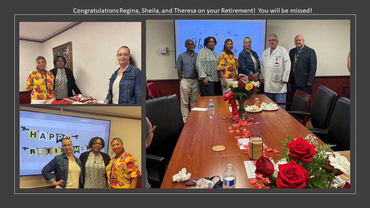 NJMSDeptSurgery's tweet photo. Congratulations on our staff Retirements! Regina Tyson, Sheila Daniels, and Theresa Stephens. Over 100 years of NJMS combined! You will be missed! #AdminsRock https://t.co/JYw7FA7ZeS
